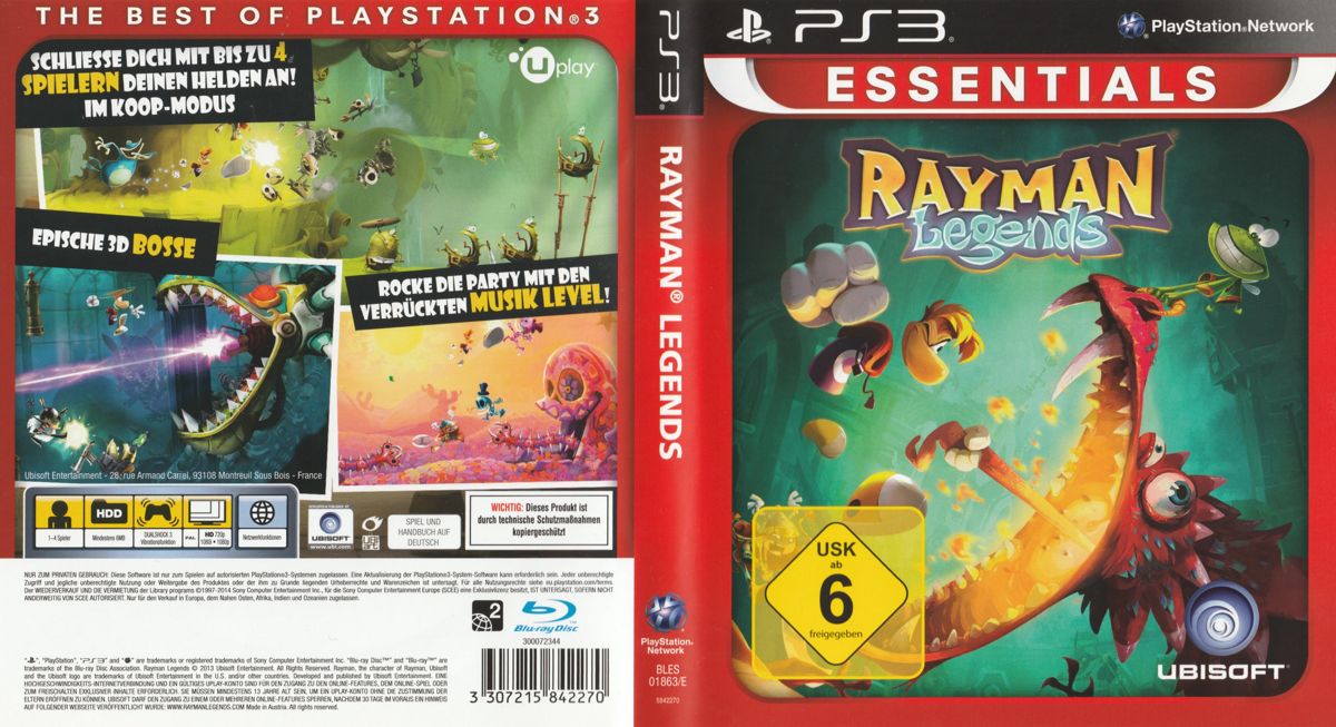 Rayman Legends + Rayman Origins box art for Playstation 3